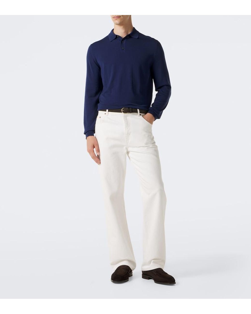 Slowear Blue Wool-Blend Polo Sweater for men