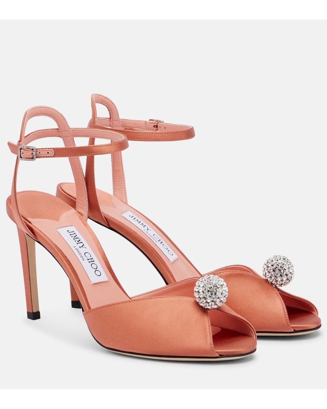 Jimmy Choo Pink Sacora Embellished Satin Sandals