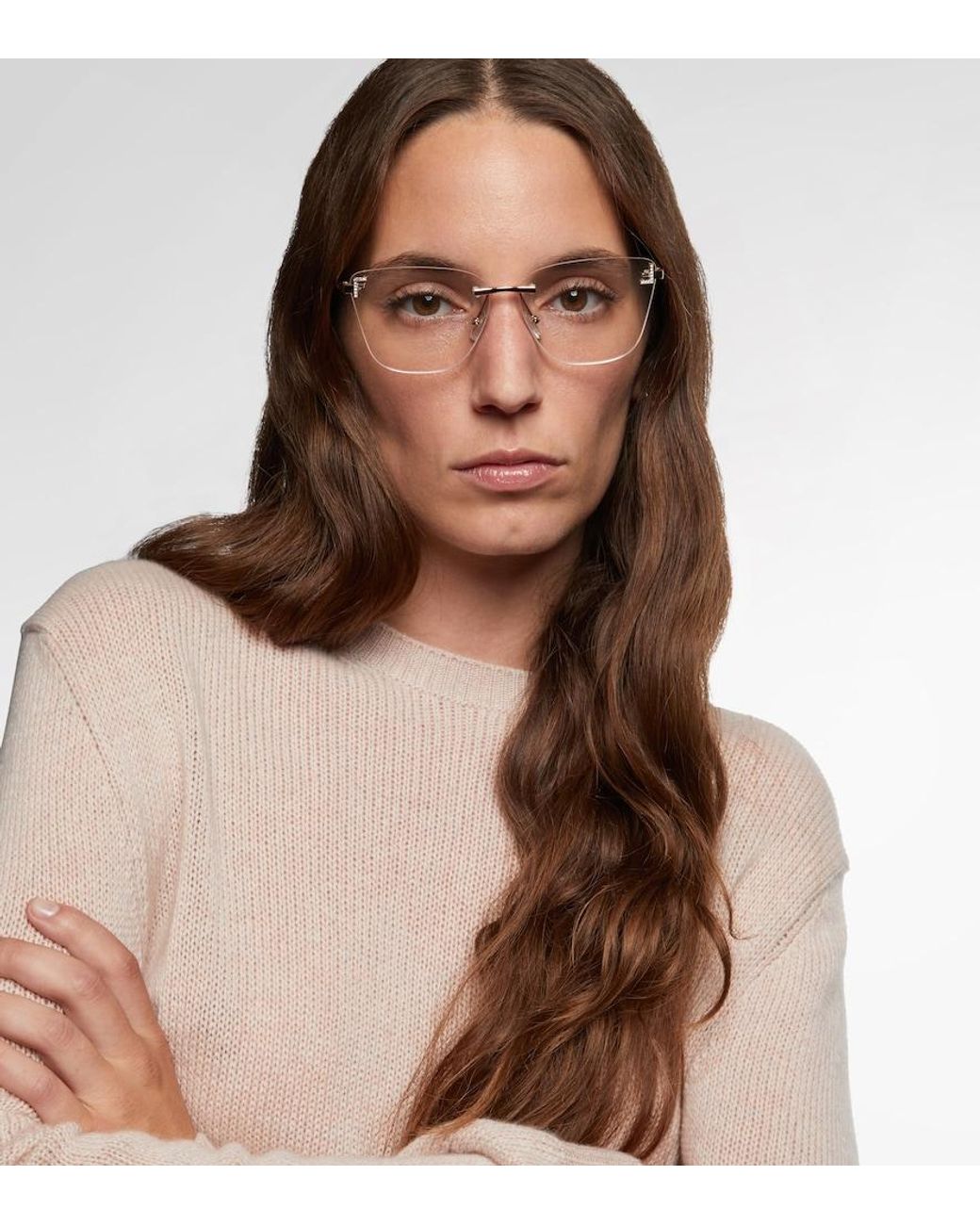 Fendi Natural Eckige Brille First Crystal