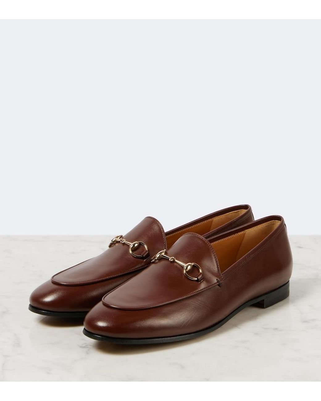 Gucci Brown Jordaan Horsebit Leather Loafers