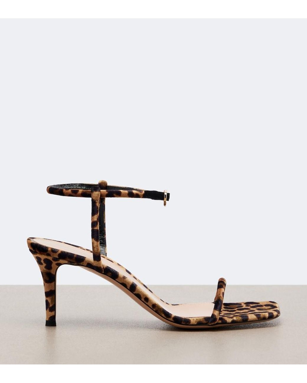 Gianvito Rossi Black Leopard Print Velvet Sandals