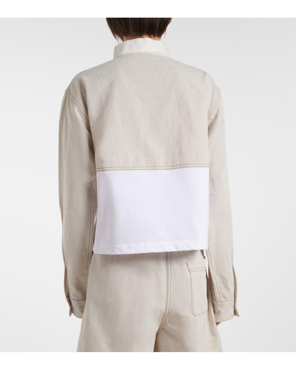 Prada White Cotton And Linen Polo Shirt