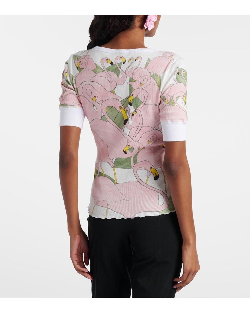 Chloé Pink Printed Cotton-Blend Henley Shirt