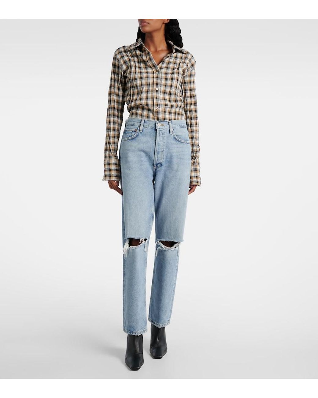 Agolde Blue '90S Mid-Rise Straight Jeans