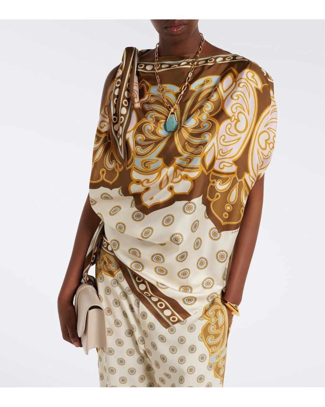 LaDoubleJ Metallic Full-On Printed Silk Twill Top