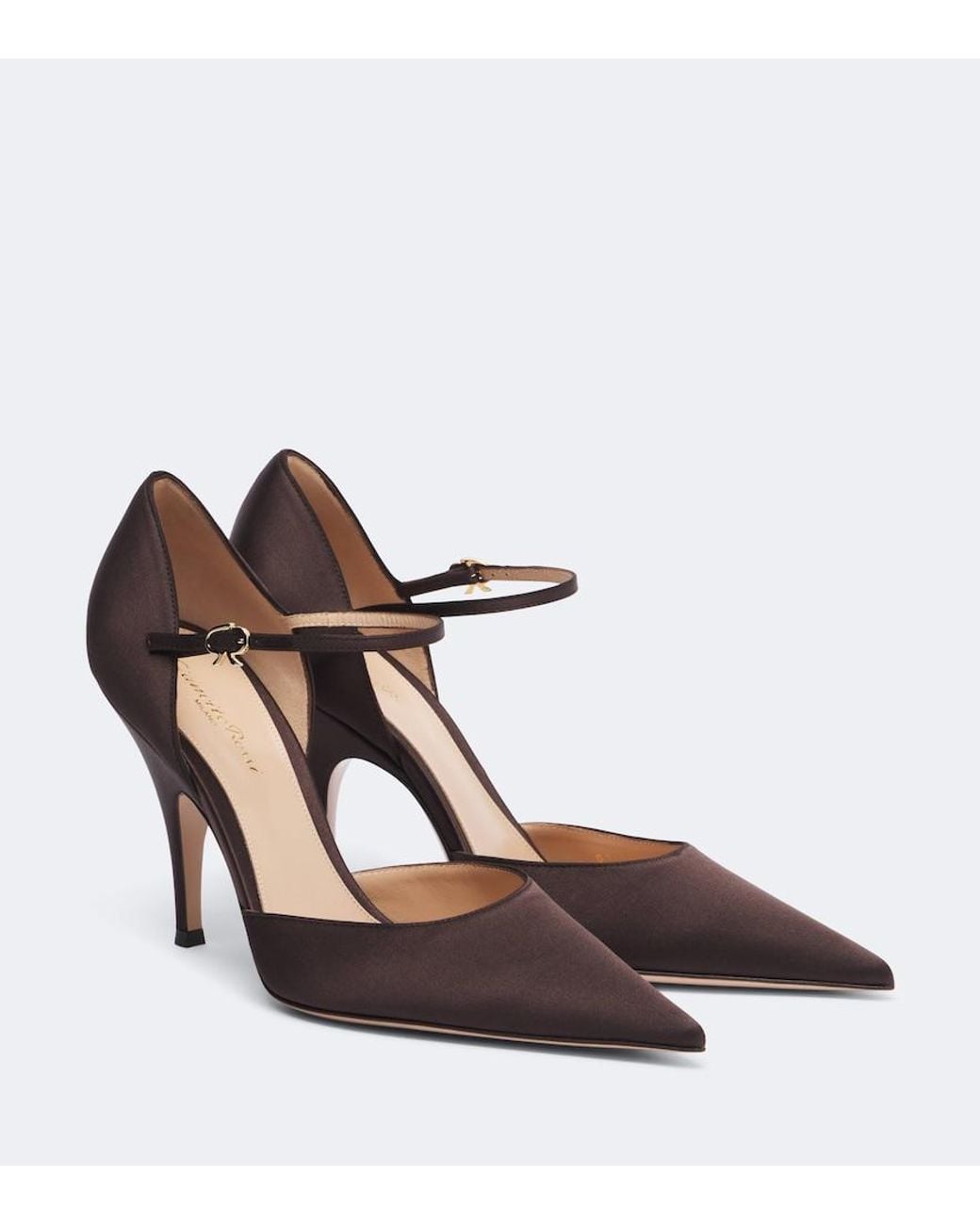 Gianvito Rossi Brown Sofia Satin Pumps