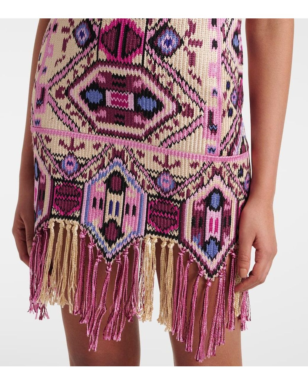 Isabel Marant Purple Yasmine Minikleid Aus Seide Mit Verzierungen, Stickereien Und Fransen