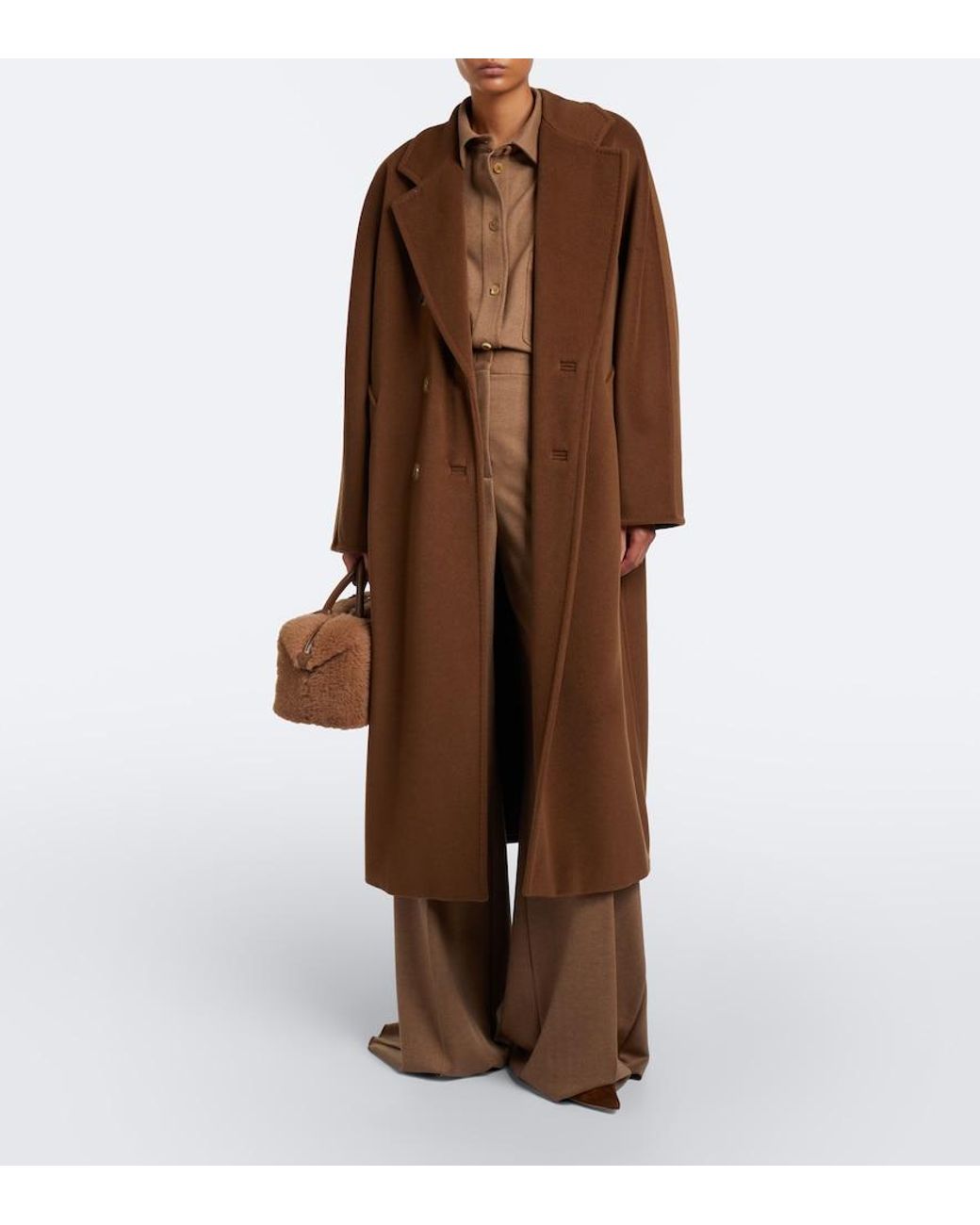 Max Mara Natural Camel Hair And Wool-Blend Wide-Leg Pants