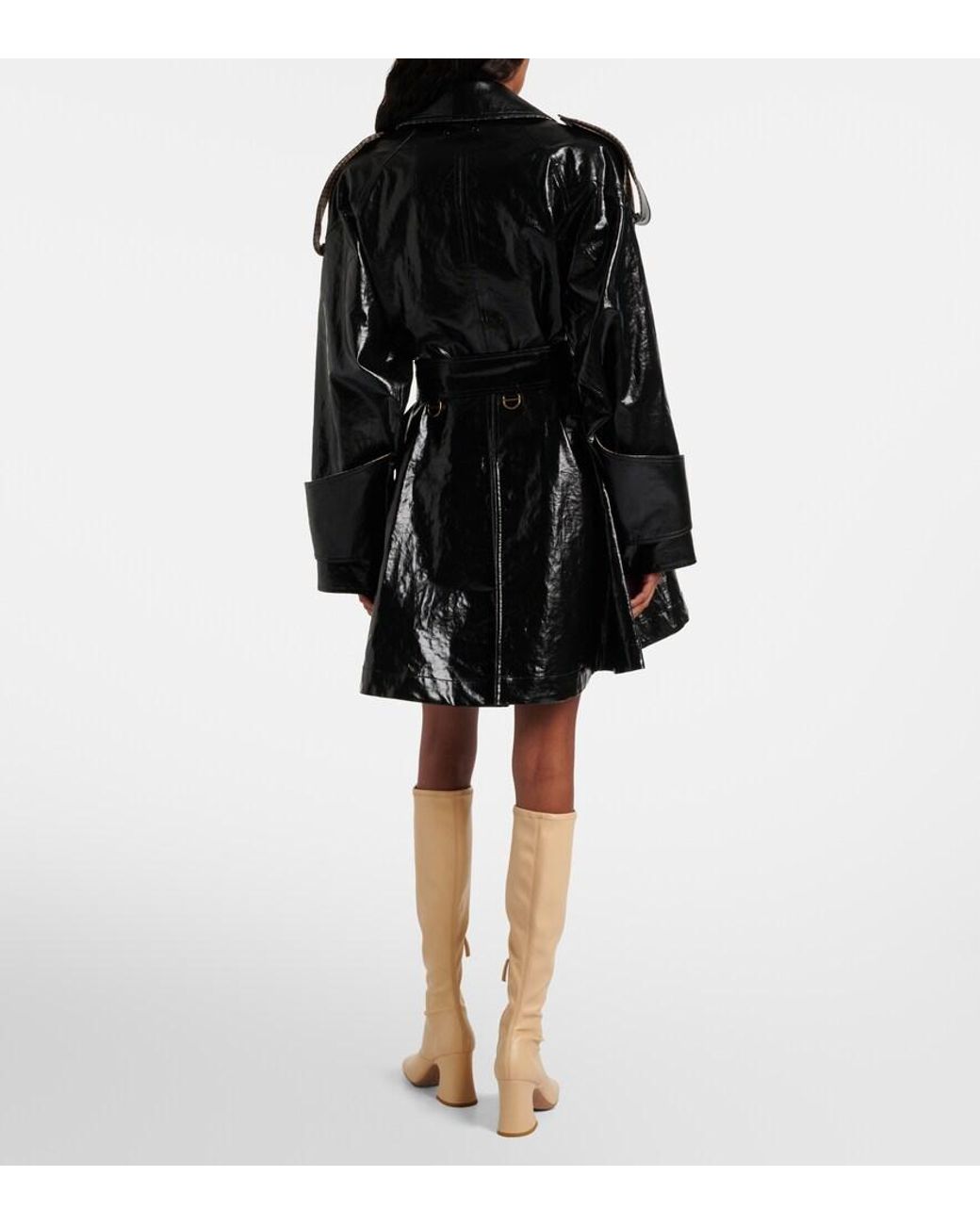 Chloé Black Belted Double-Breasted Linen Coat