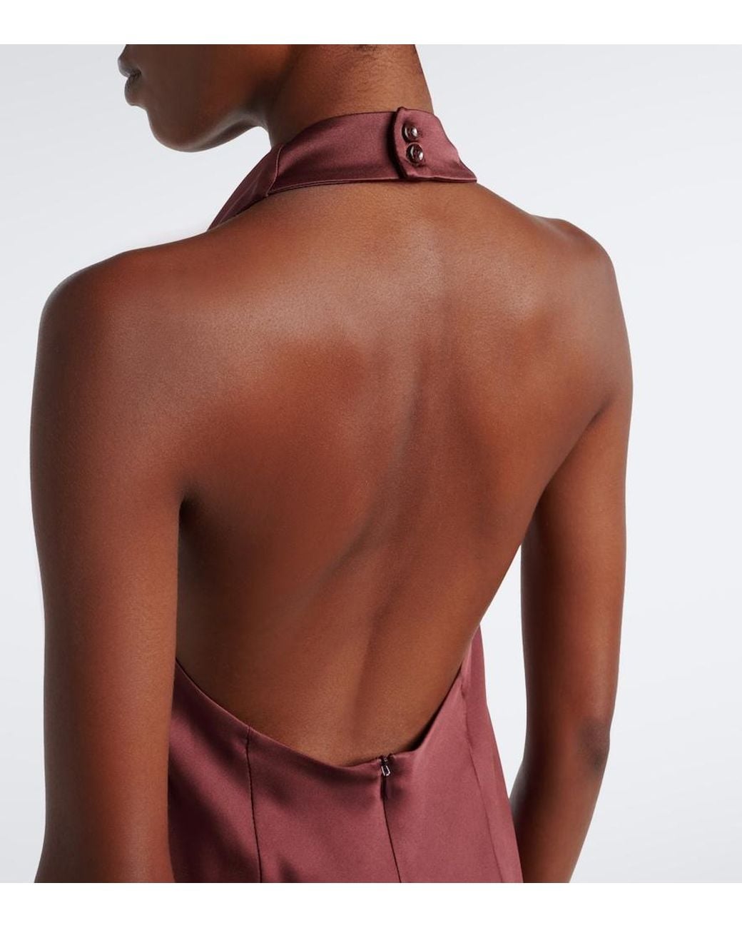 Brunello Cucinelli Purple Halterneck Silk Satin Gown