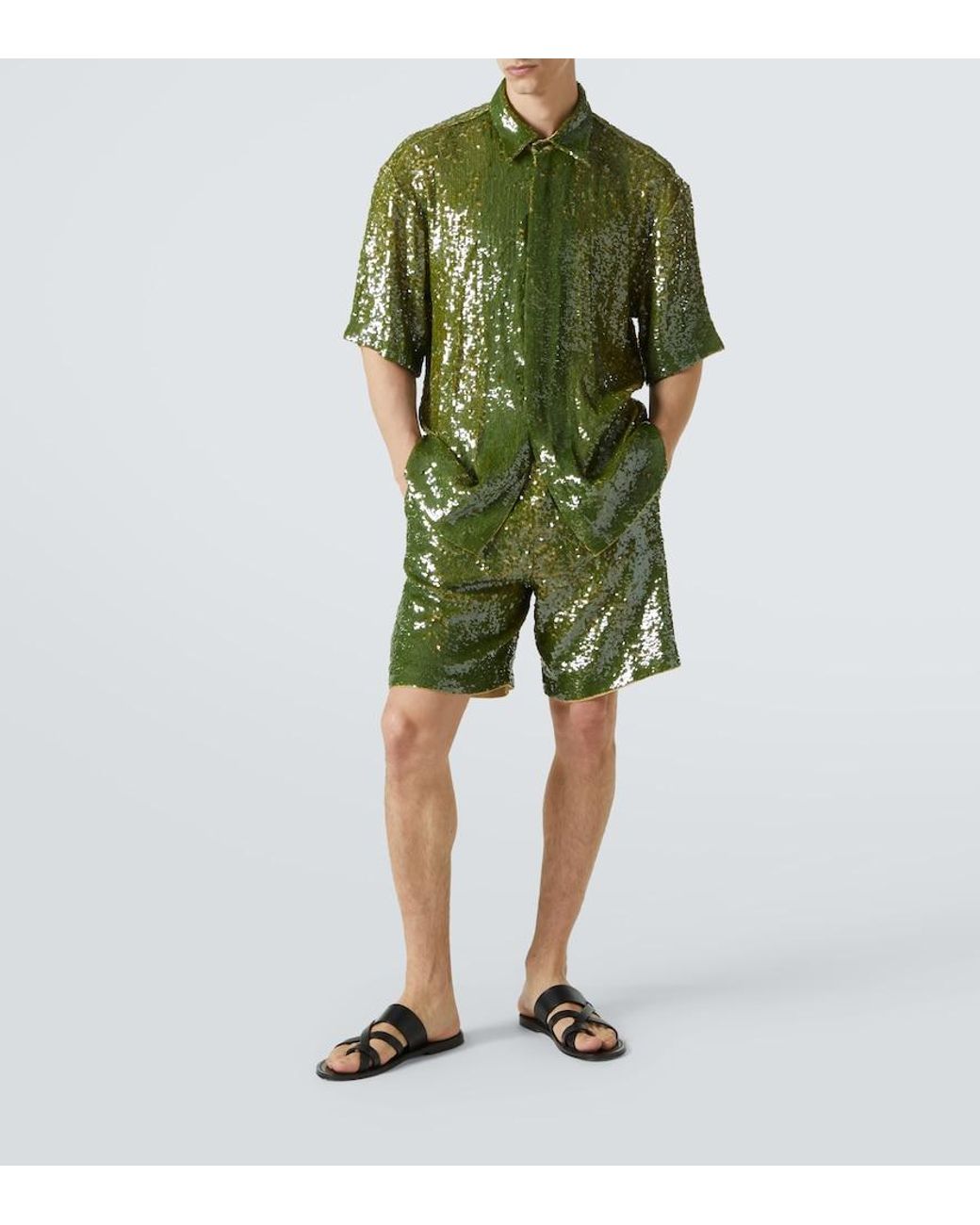 Bermuda A Sequins Dries Van Noten pour homme en coloris Green