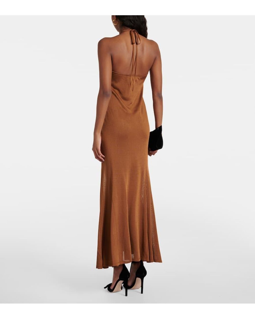 Tom Ford Brown Halterneck Jersey Maxi Dress