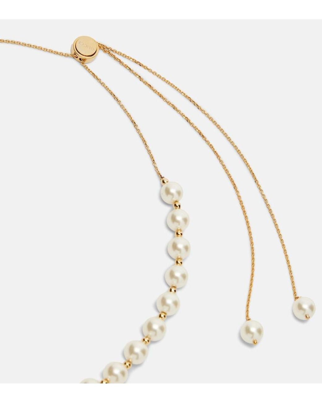 Gucci White Interlocking G Pearl Necklace