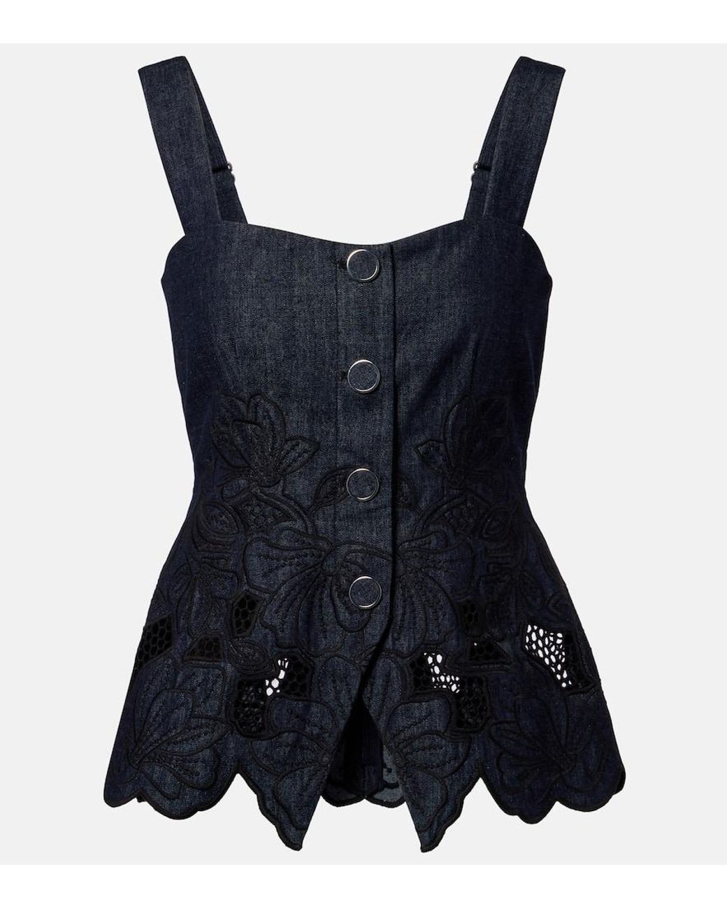 Veronica Beard Blue Mirielle Cotton Chambray Top