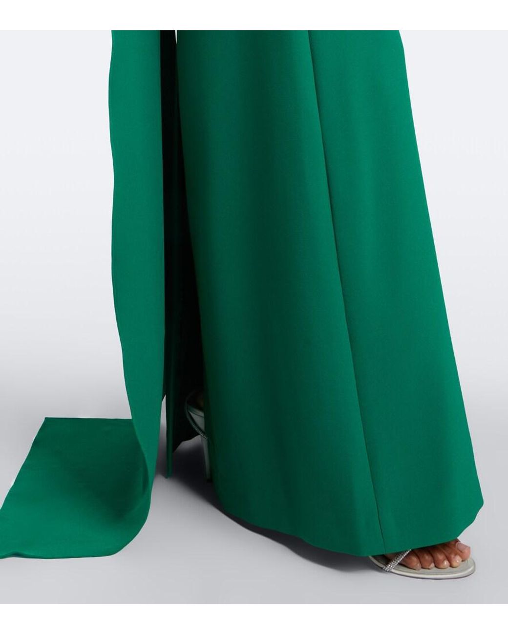 Safiyaa Green Mallory Crepe Gown