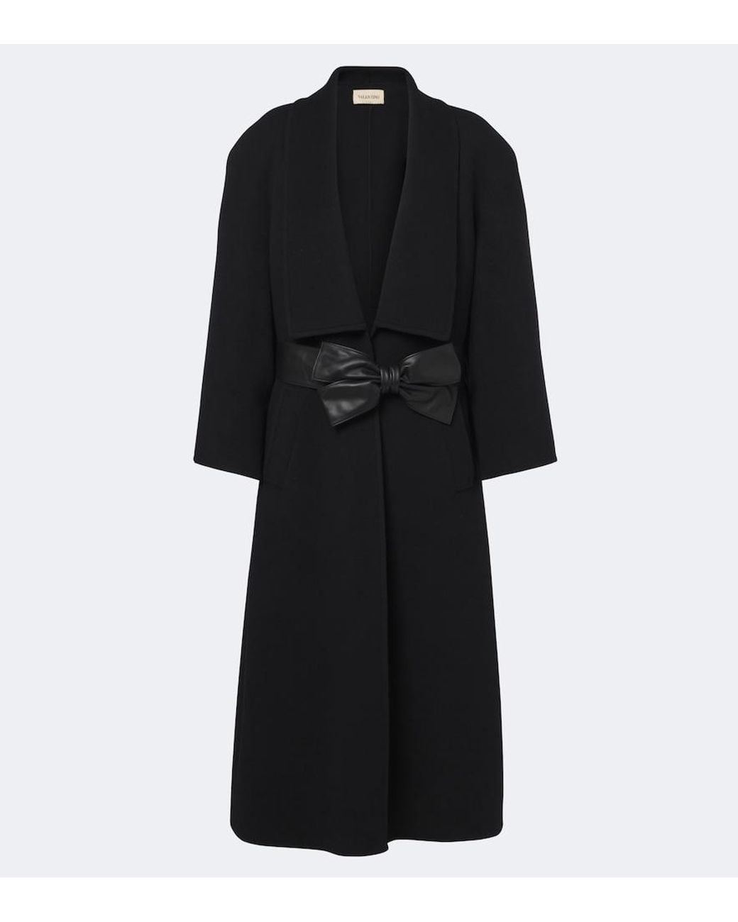 Valentino Garavani Black Bow-Detail Wool And Cashmere Coat