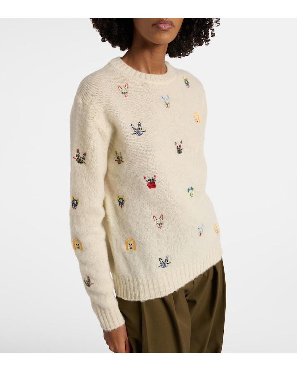 Loewe Natural X Louis Wain Embroidered Wool Sweater
