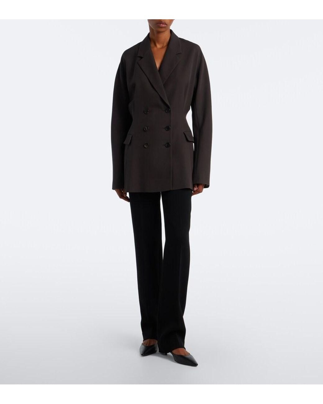 The Row Black Ciro Double-Breasted Virgin Wool Blazer