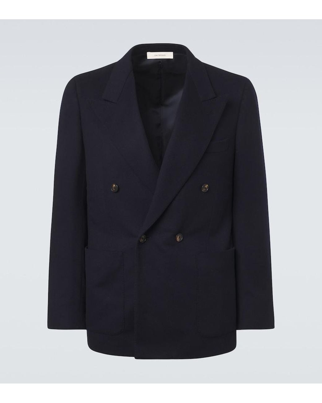 Umit Benan Blue William Double-Breasted Cashmere Blazer for men