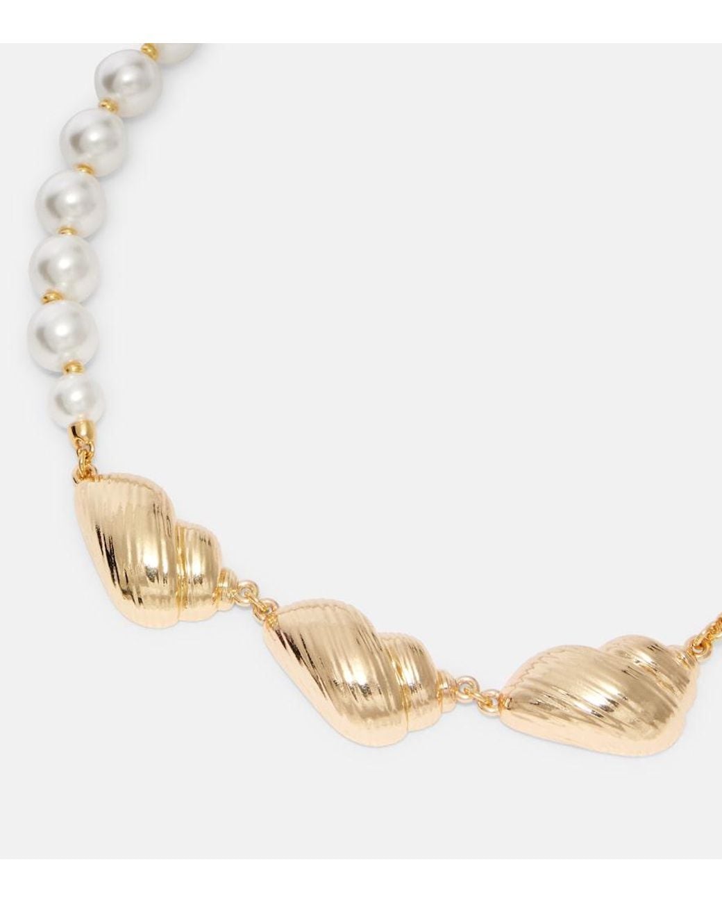Self-Portrait White Faux Pearl-Embellished Necklace