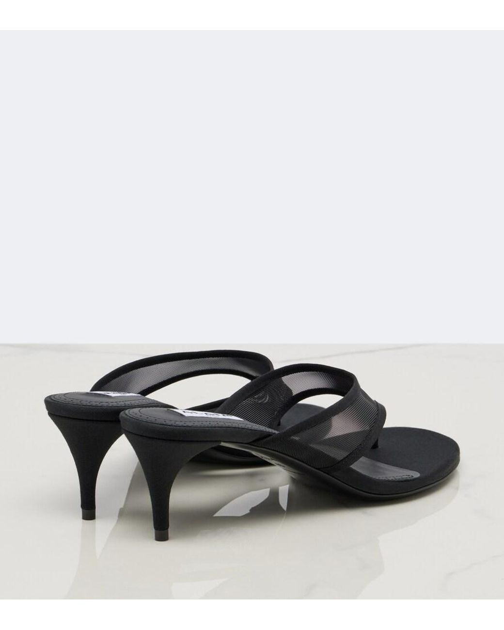Alaïa Black Mesh Thong Sandals