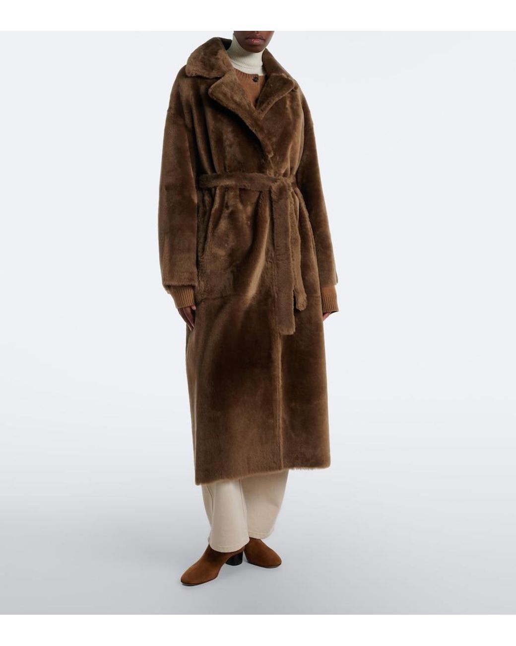 Arma Brown Rien Shearling Wrap Coat