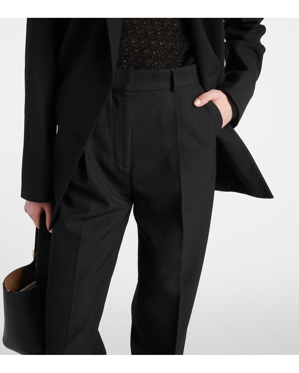 Totême Black High-Rise Tapered Pants