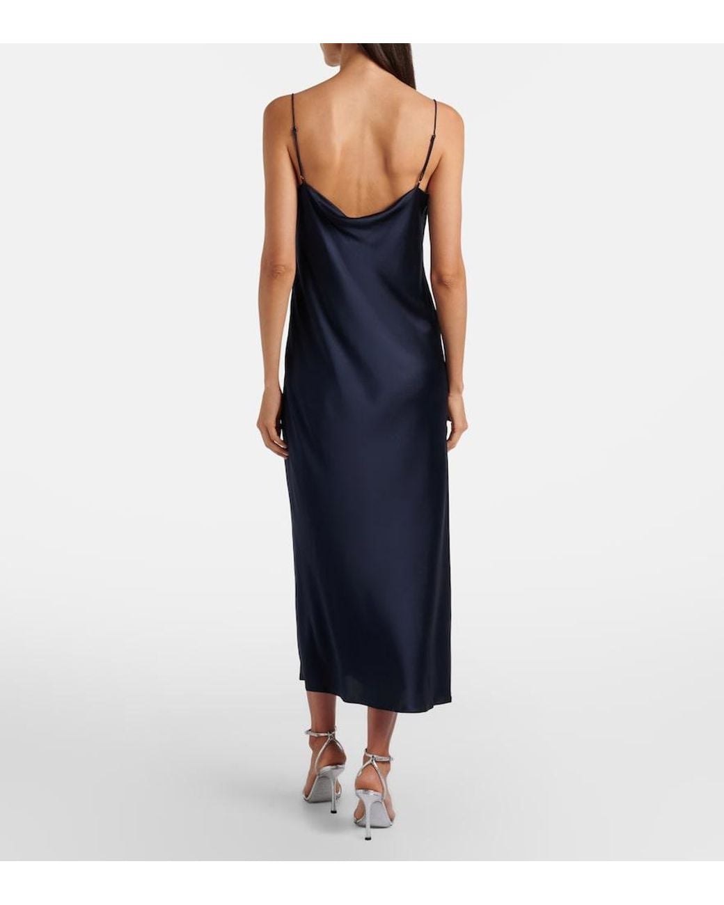 Dorothee Schumacher Blue Sense Of Shine Silk-Blend Satin Slip Dress