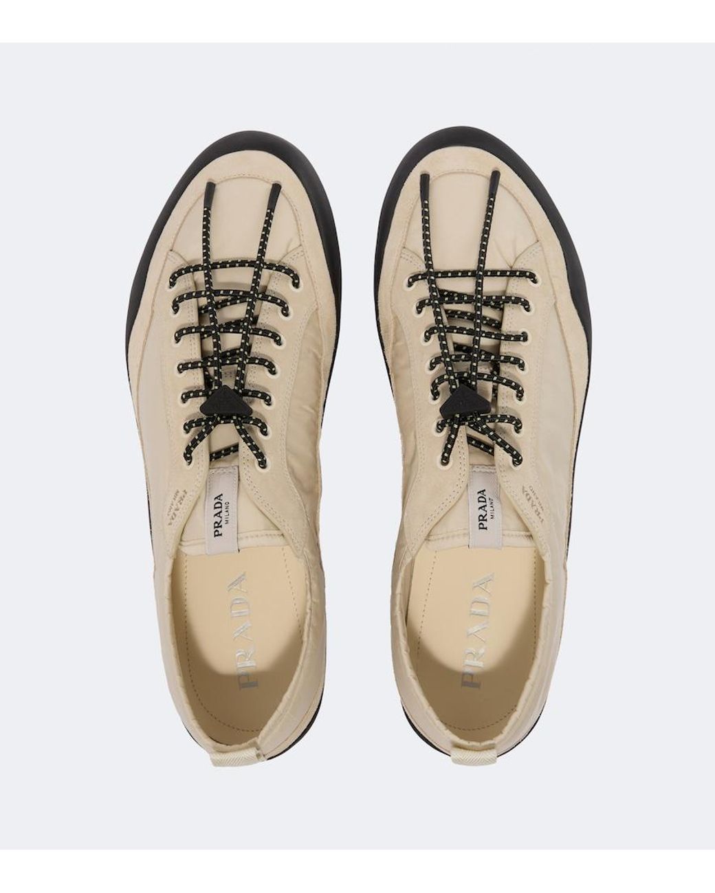 Prada Natural Speedrock Re-Nylon And Suede Sneakers for men