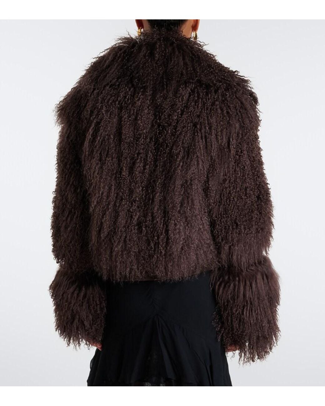 De La Vali Black Vespera Suede-Trimmed Shearling Jacket