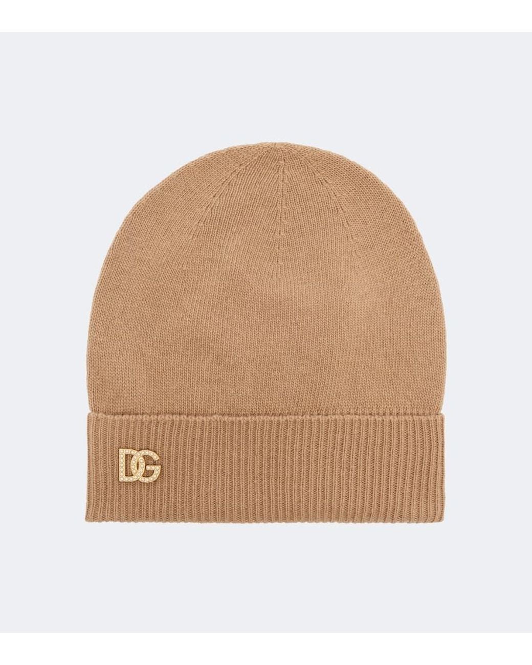 Dolce & Gabbana Natural Dg Embellished Virgin Wool Beanie