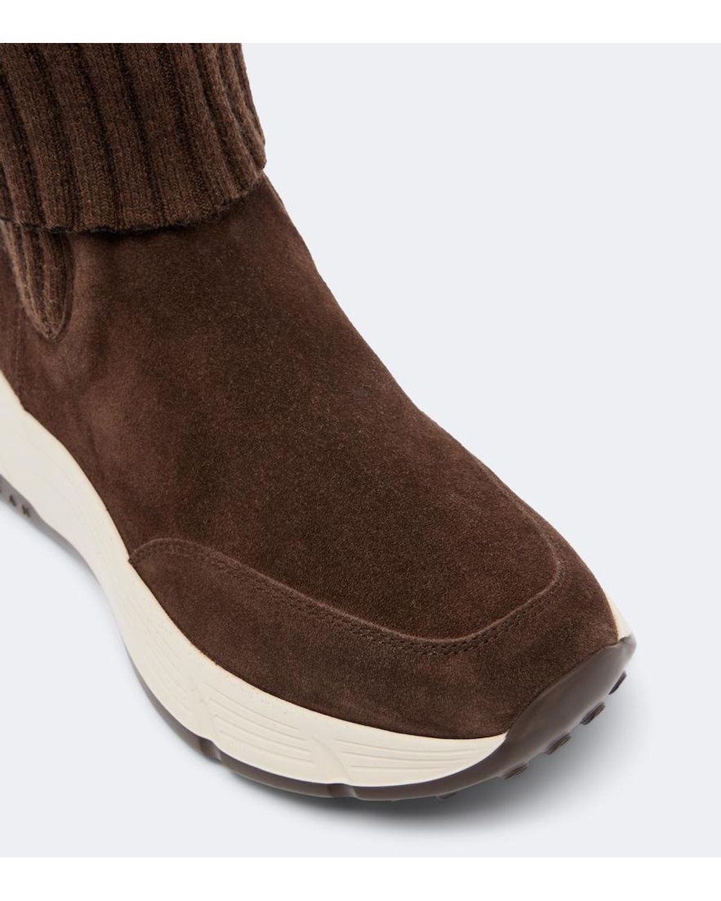 Hogan Brown H669 Knitted Suede Ankle Boots
