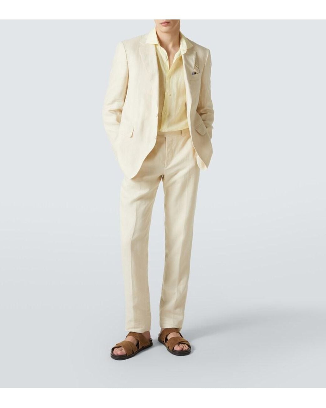 Thom Sweeney Yellow Linen Shirt for men
