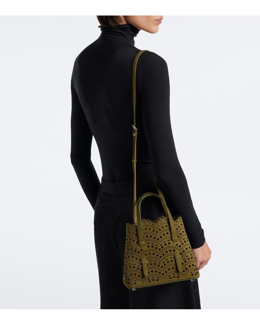 Alaïa Green Mina 20 Small Leather Top-Handle Bag