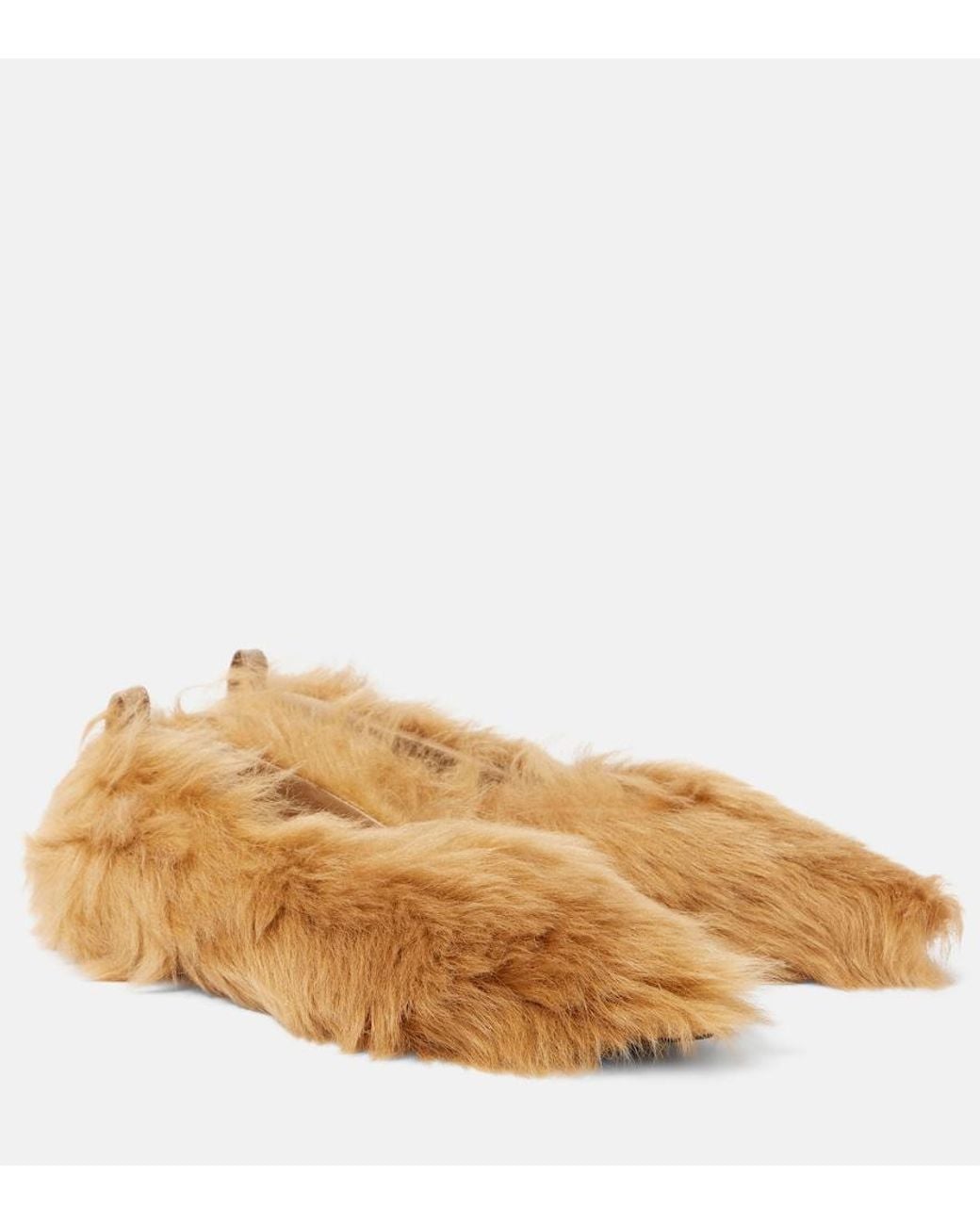 The Attico Natural Eva Shearling Ballet Flats