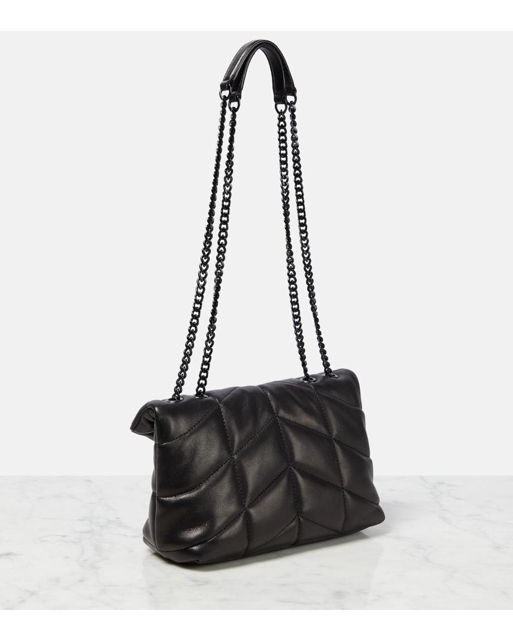 Saint Laurent Black Puffer Toy Leather Shoulder Bag