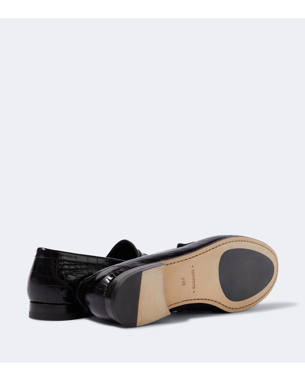 Tom Ford Black Oscar Double T Croc-Effect Leather Loafers for men