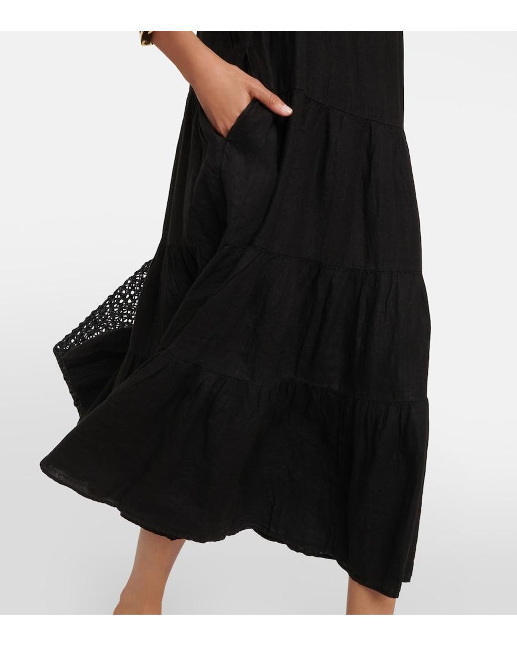 Velvet Black Charlie Tiered Linen Maxi Dress