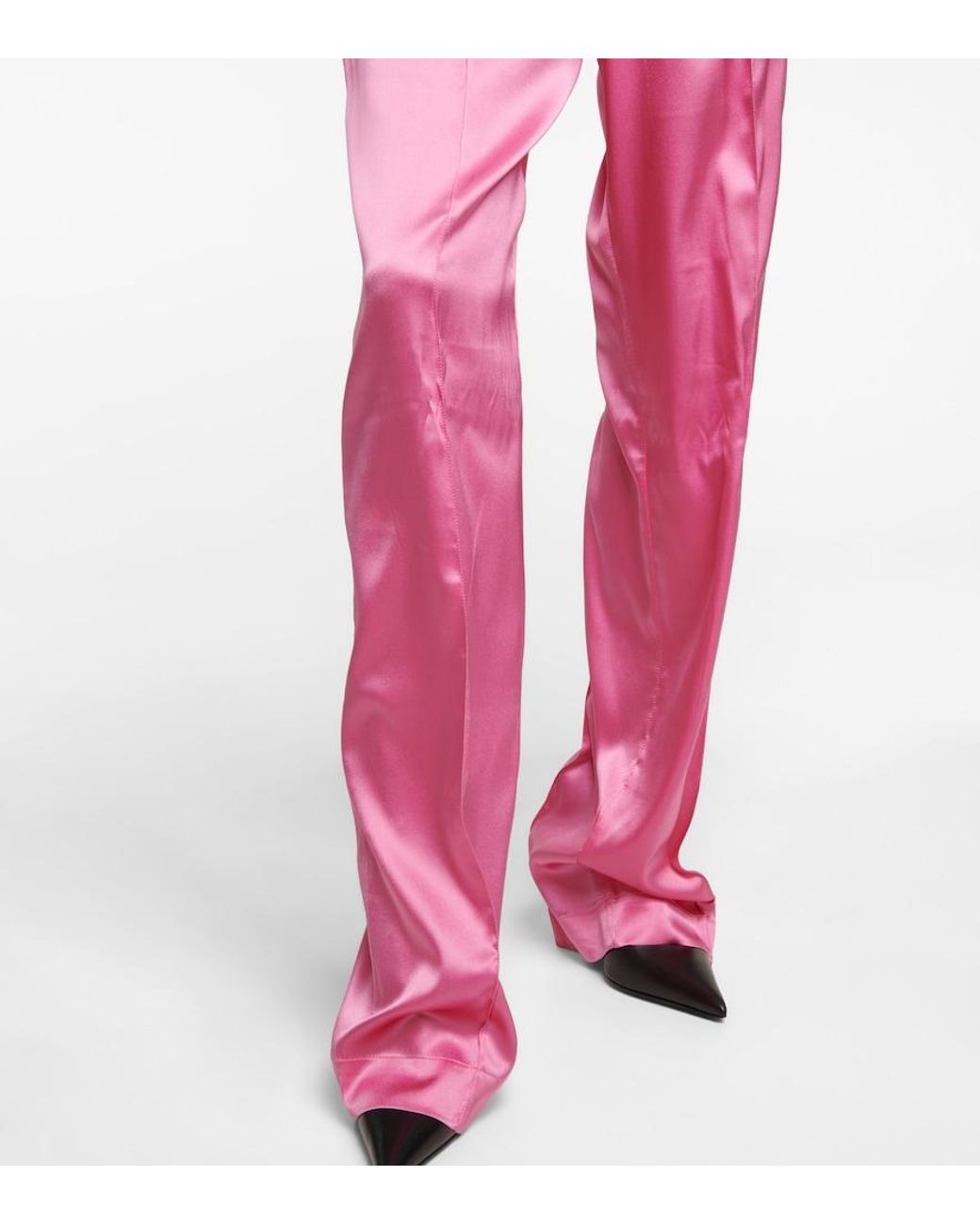Tom Ford Pink High-Rise Silk-Blend Satin Pants