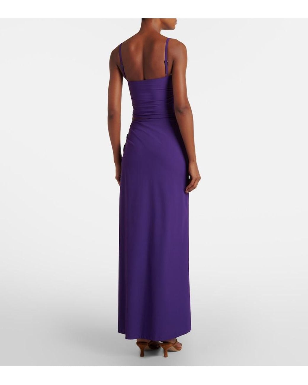 Christopher Esber Purple Cutout Ruched Maxi Dress