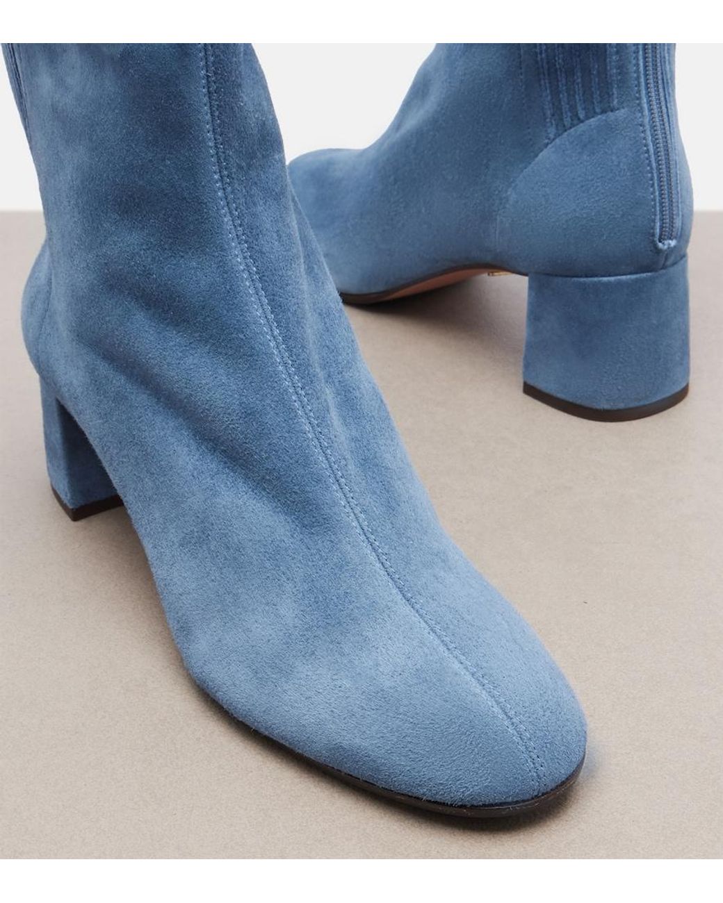 Aquazzura Blue Saint Honore Suede Ankle Boots