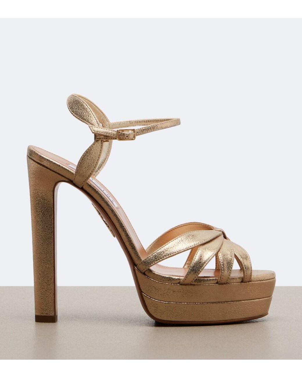Aquazzura Soulmate Metallic Leather Platform Sandals