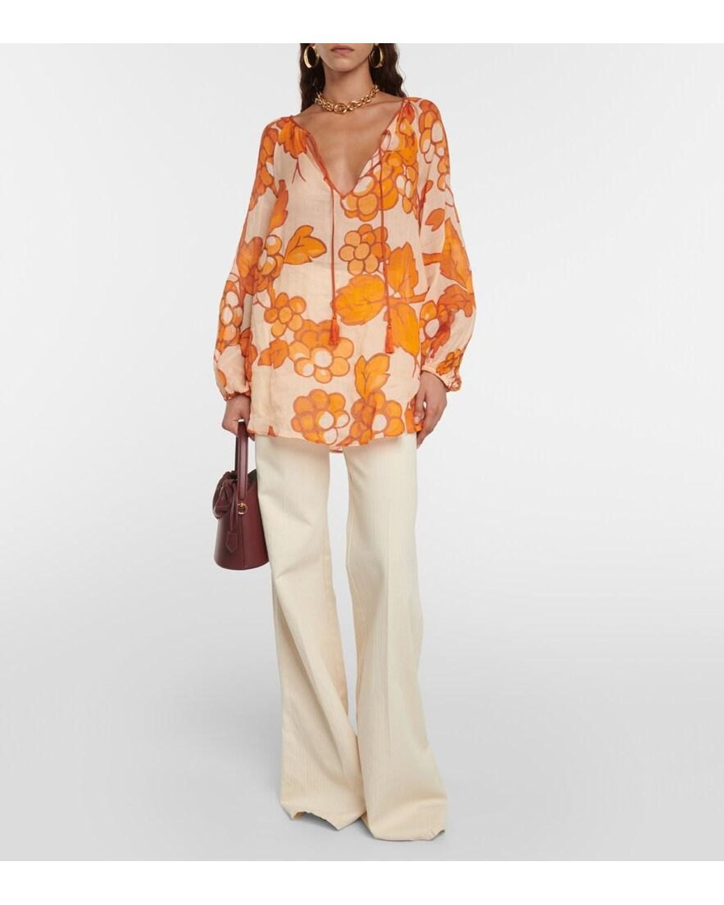 Etro Orange Printed Ramie Tunic