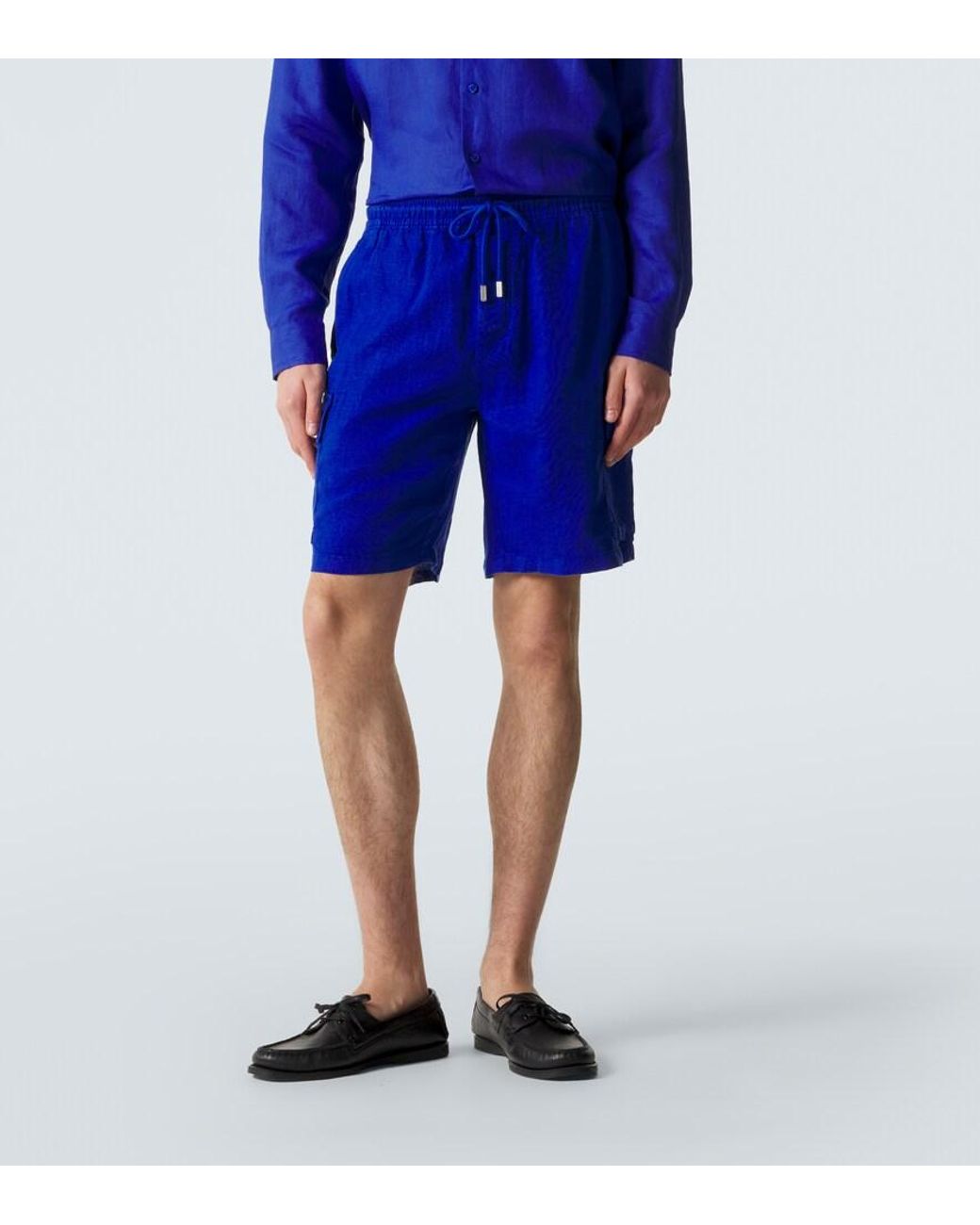Vilebrequin Blue Linen Bermuda Shorts for men