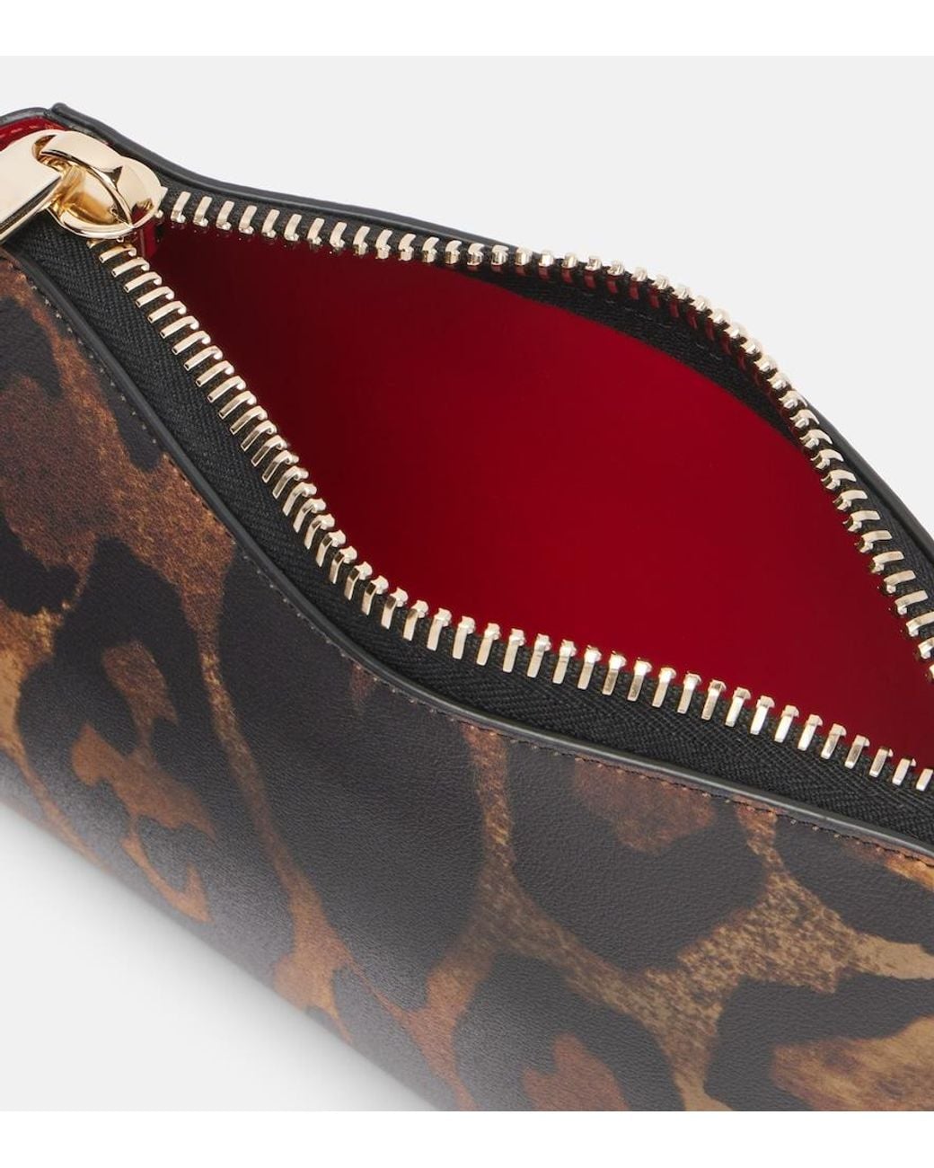 Christian Louboutin Black Cabata Small Leopard-Print Leather Pouch