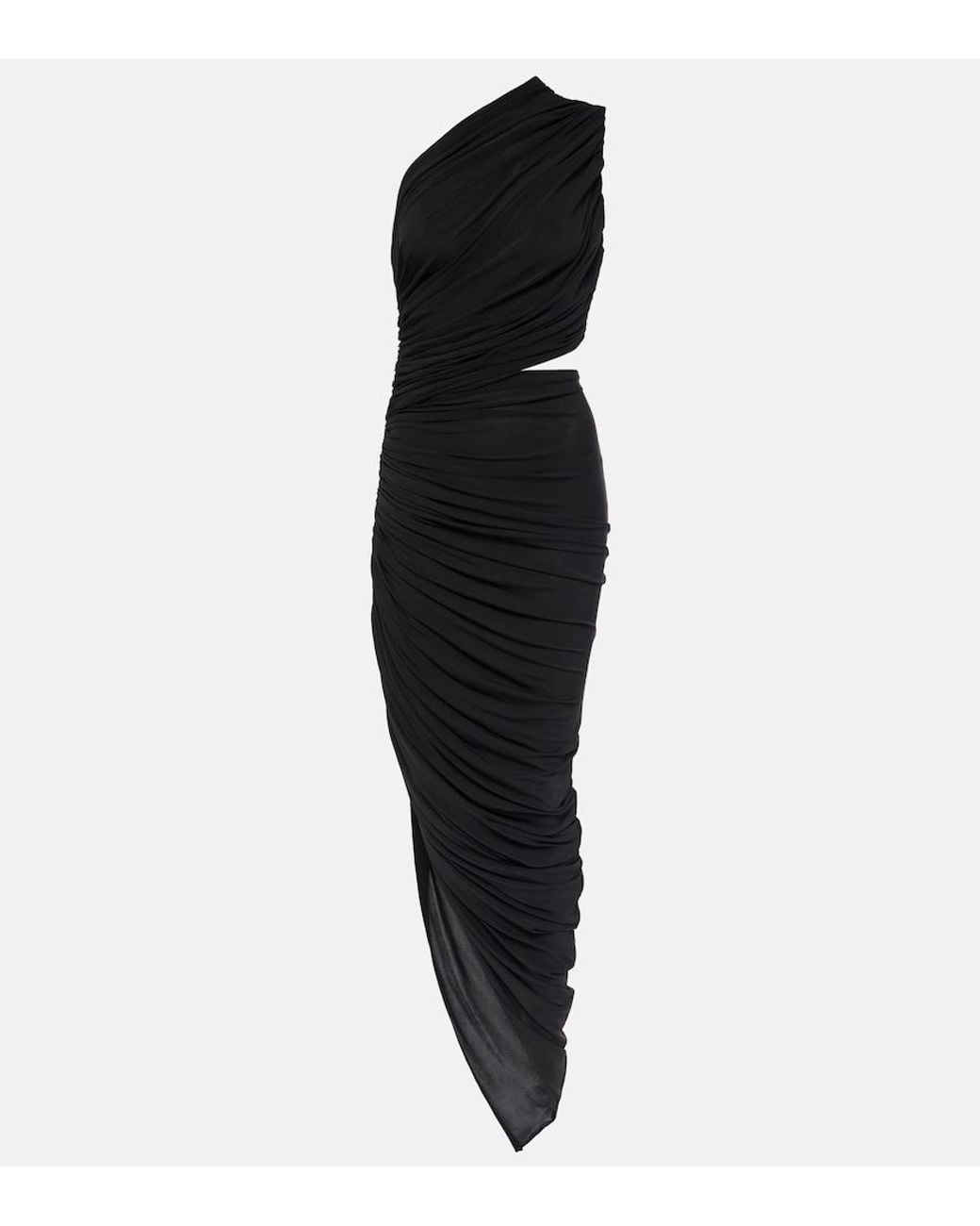 Alaïa Black Cutout Ruched Jersey Midi Dress