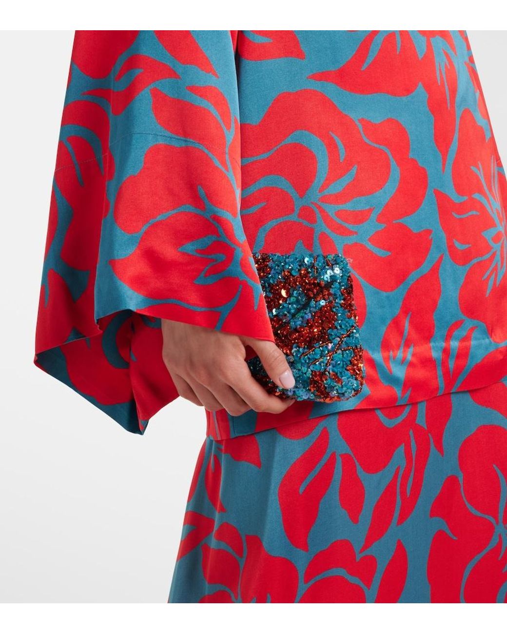 Dries Van Noten Red Charli Printed Satin Top