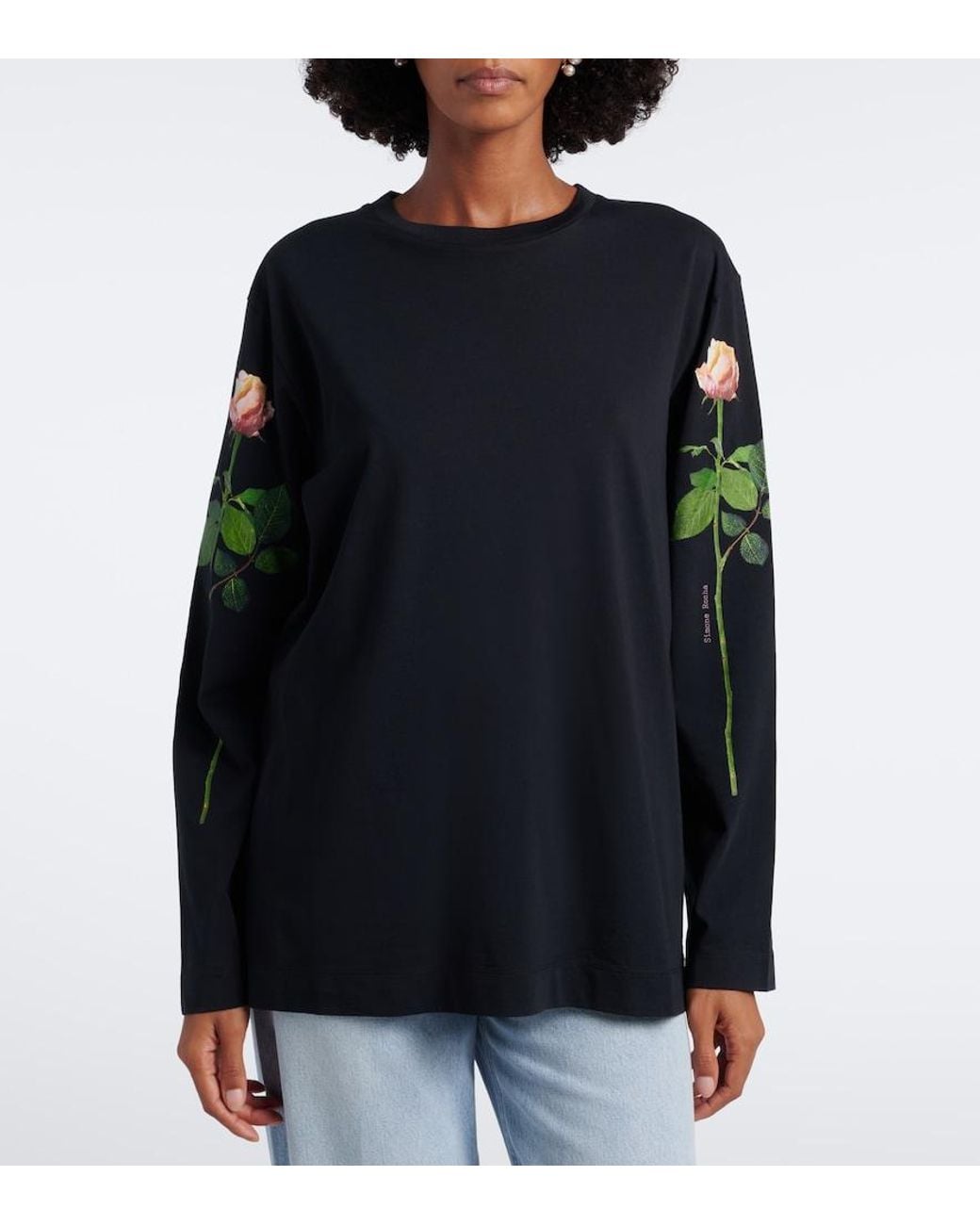 Simone Rocha Blue Floral Cotton Jersey T-Shirt