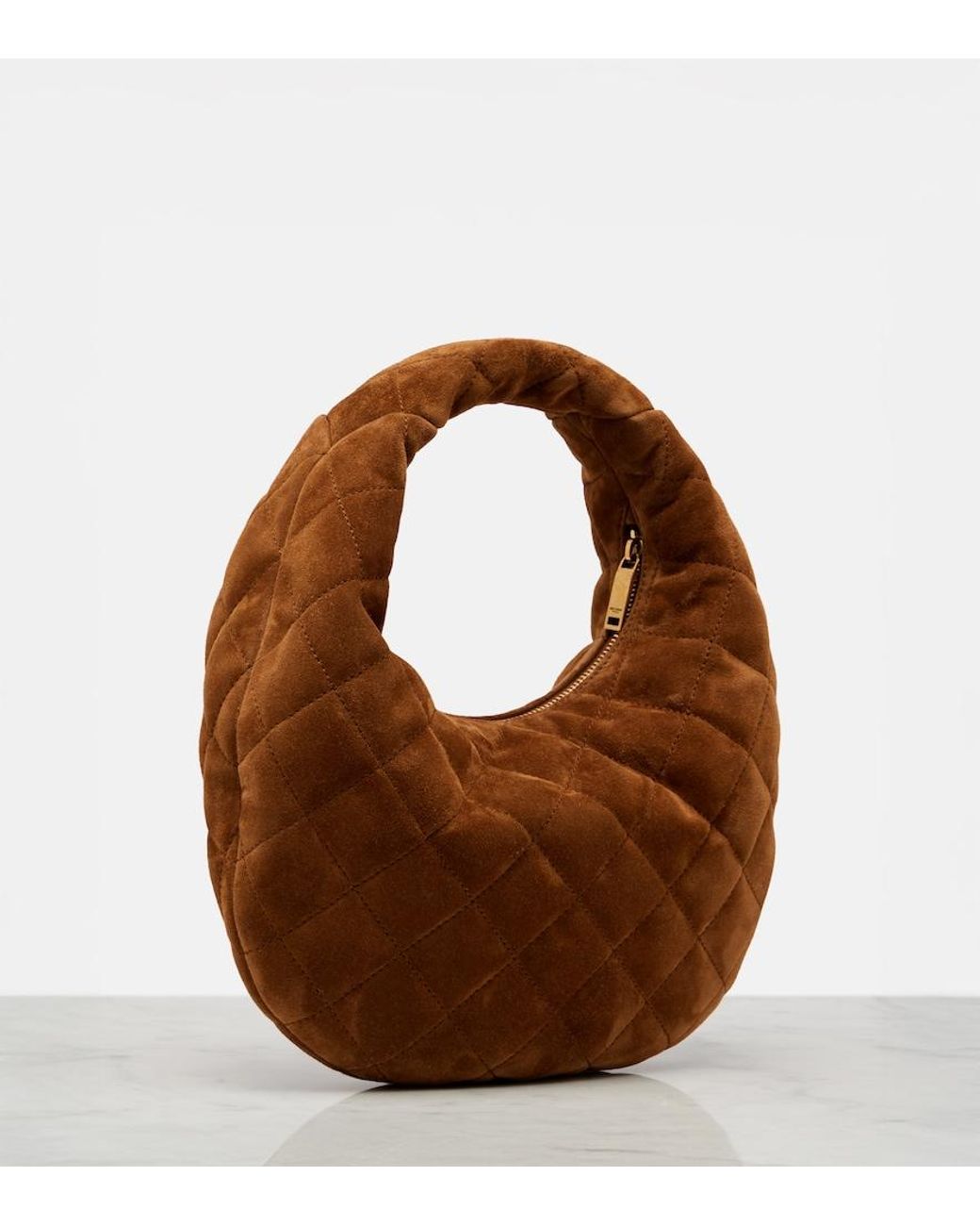 Saint Laurent Brown Icarino Baby Quilted Suede Top-Handle Bag