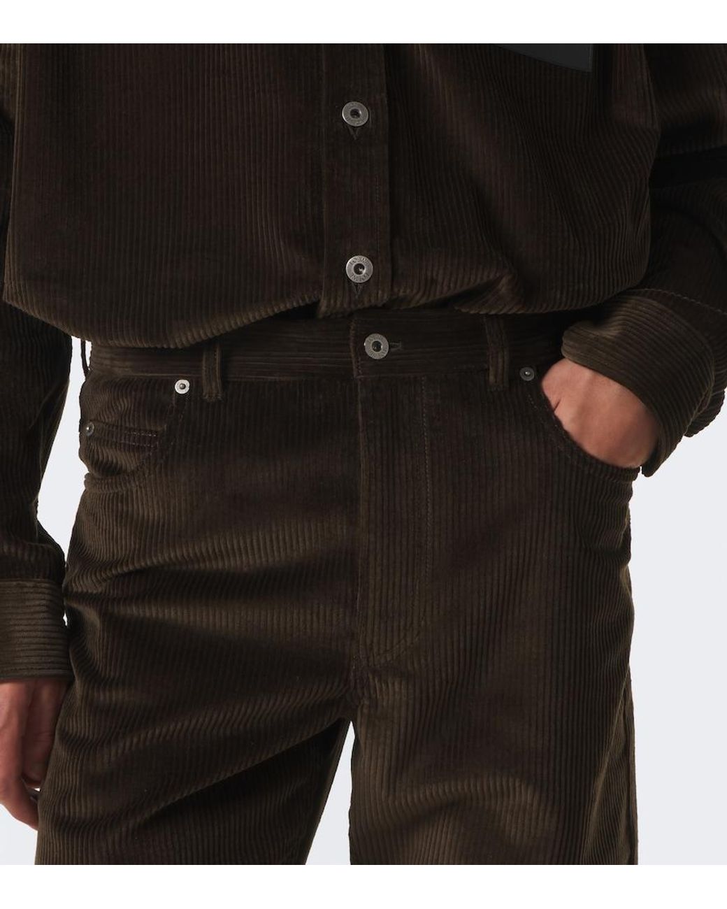 Loewe Gray Cotton Corduroy Straight Pants for men